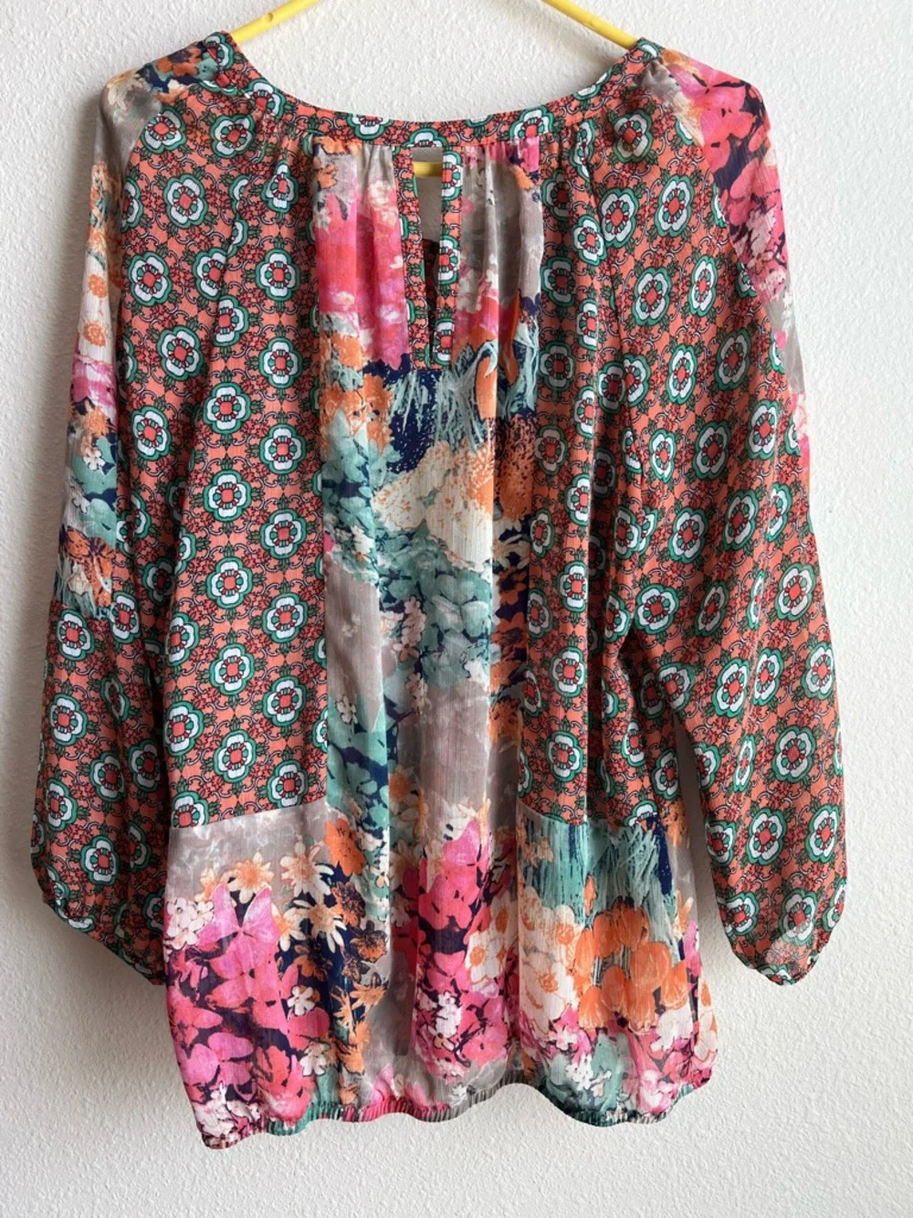 Fig & Flower Floral Boho Peasant Paisley Blouse Top Size M - Picture 3 of 8